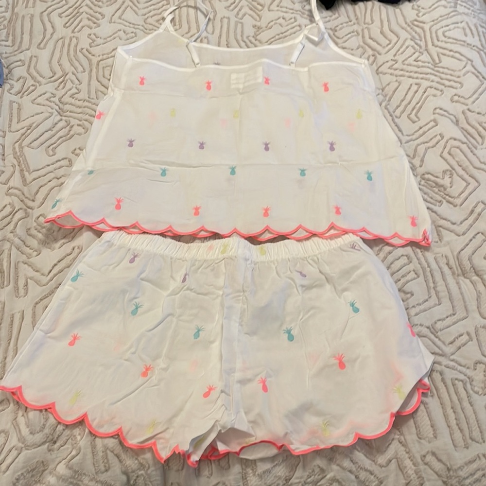 Cotton scallop pineapple white neon short and cami pyjamas size 8-10 - Picture 9 of 9